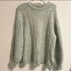 Samansa Mos2 サマンサモスモス ケーブル編みニット ミントグリーン