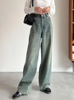 グレイル/GRL ハイウエストワイドデニムパンツ［qu104］