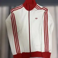 adidas JAPAN トラックジャケット ホワイト レッド - メルカリ