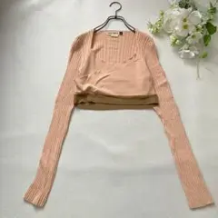 ZARA SRPLS リブニット 長袖 クロップド丈 イタリア製 S