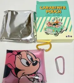 ディズニーストア　カラビナ付きポーチ　ミニーちゃん　ピンクのカラビナ付き