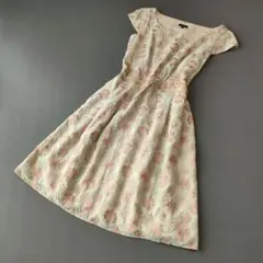 TOCCA 総レース刺繍フラワーワンピース　リボン　ミント　4