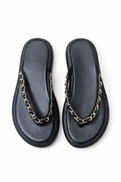 チェーントングサンダル ブラック 38 フラット 未使用