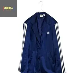 adidas テーラード　ジャケット　ナイロン　スポーツミックス　青