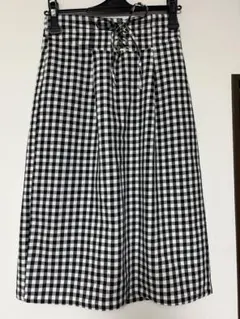 ギンガムチェック ロングスカート ブラック ホワイト Mサイズ