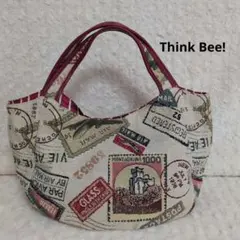 Think Bee! ゴブラン織　エアメール柄　トートバッグ　ハンドバッグのサムネイル