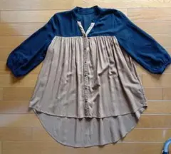 値下げ☆秋服バイカラー チュニック 七分袖 Mサイズ