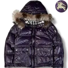バーバリーブラックレーベル 6way 刺繍ホースロゴ ダウンジャケット パープル