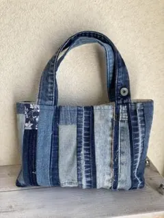 デニム パッチワーク トートバッグ