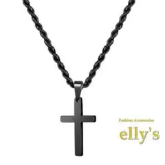 【匿名配送】十字架 クロス ネックレス ペンダント シンプル ブラック