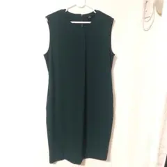 ユニクロノースリーブワンピース/膝丈ワンピ/ダークグリーン/L