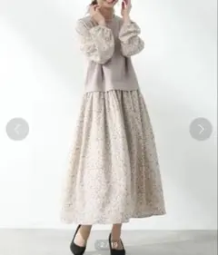 ハニーズ 花柄 レイヤード風ワンピースMサイズ