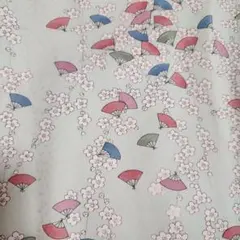 d*2様 正絹　小紋　ペールグリーン　水色　枝垂れ梅に扇子散らし　リメイク