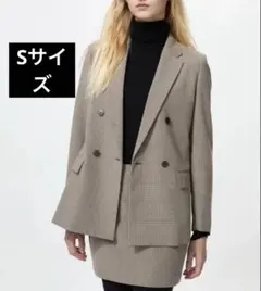 UNIQLO ユニクロ　ダブルジャケット　チェック　ブラウン　Sサイズ