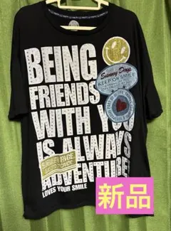 【新品】レア！スマイリーフェイス　ビッグシルエットＴシャツ　ゆるT ビジューのサムネイル