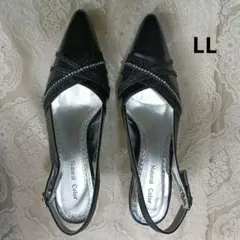パンプス　靴　フォーマル　レディース　黒　ブラック　LLサイズ　24.5前後