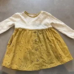 ZARA 長袖ワンピース クリーム色 マスタード色