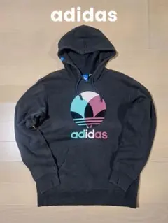 お値下げ中❗adidas　パーカー　古着　裏起毛　ブラック