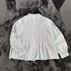 bulle de savon ビュルデサボン　リネン　ピンタックブラウス　麻