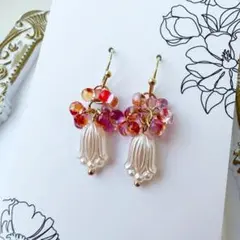 チェコビーズの可愛いピアスD149