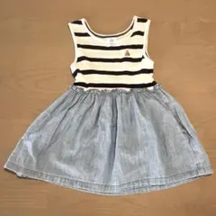 【美品】GAP ボーダー&デニムワンピース ノースリーブ 90サイズ