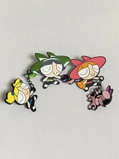 ♪P350★パワーパフガールズ★ピンバッジ★4つチェーンで繋がってます★