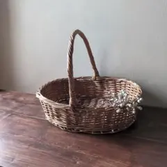 かご バスケット ナチュラル ワンハンドル 持ち手付き 収納