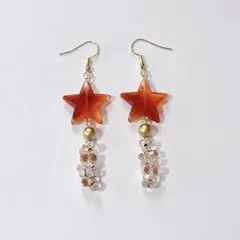 ピアス　星　べっ甲　フックピアス　大ぶりピアス