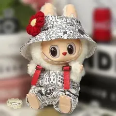 Labubu Tendencia服グラフィティストラップパンツ帽子レトロ17cm