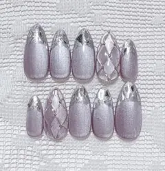 ガラスフレンチ　マグネットネイル　キルティング クリスマス 残り1セット！