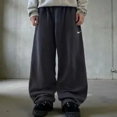 00s NIKE ナス紺 ワイドレグ スウェットパンツ フェード ネイビー