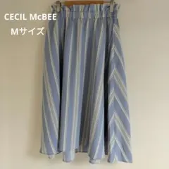 CECIL McBEE　美品 ストライプ柄 フレアスカート ブルー系のサムネイル