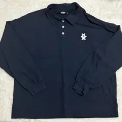 8PLAN ネイビー ポロシャツ 長袖 クマ刺繍　オーバーサイズ　韓国通販