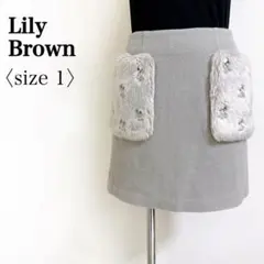 Lily Brown ファーポケット ミニスカート グレー 1 台形