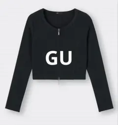 GU リブダブルジップVネックカーディガン ブラック XLサイズ