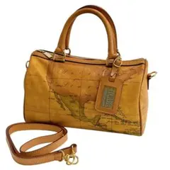 美品　プリマクラッセ 2way ミニボストンバッグ　ショルダーバッグ　世界地図柄