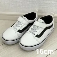 【美品】Vans キッズ オールドスクール WHITE/BLACK 16cm