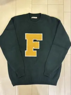 ZARA F刺繍 ダークグリーン セーター