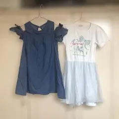ゆ*り様 デニムオフショルダーとプリントワンピースセット