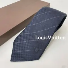 美品 LouisVuitton ヴィトン ネクタイ 紺色 ストライプ 箱付き