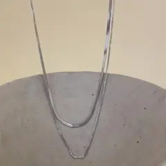 ネックレス スネークチェーン 爆売☆2連 シルバー ラスト サージカルステンレス