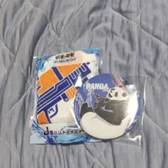 セガラッキーくじ呪術廻戦パンダ缶バッチ、ハンドタオル2個セット