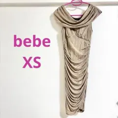 【美品】bebe サイドシャーリング　ひざ丈タイトワンピース　ドレス