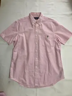 美品Ralph Lauren 半袖シャツ M ピンクストライプ
