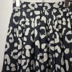 SpangleGrace レオパード柄フレアスカートM ブラック×ベージュ 春