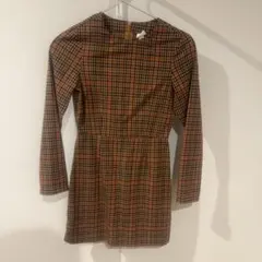 H&M チェック柄ミニワンピース 長袖 32P