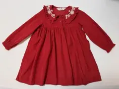 H&M 赤い長袖ワンピース 2~3 Y