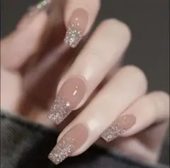 ネイルチップ 24枚セット ワンホン 韓国 シズニルック 結婚式 ラメ