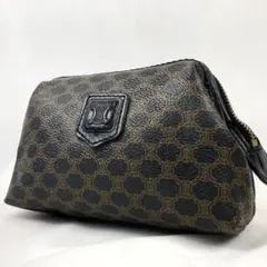 CELINE セリーヌ ポーチ 黒マカダム トリオンフ ゴールド金具 メイク