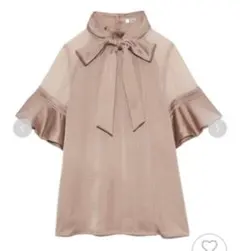 ラッフルシアースリーブブラウス　モカ